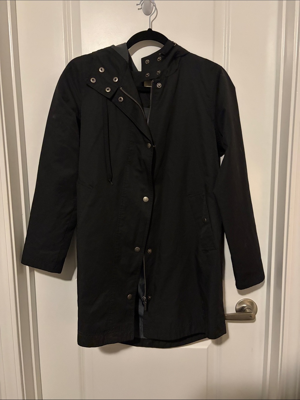 Style & Co Black Hooded Raincoat Jacket - Lightweight Water-Resistant